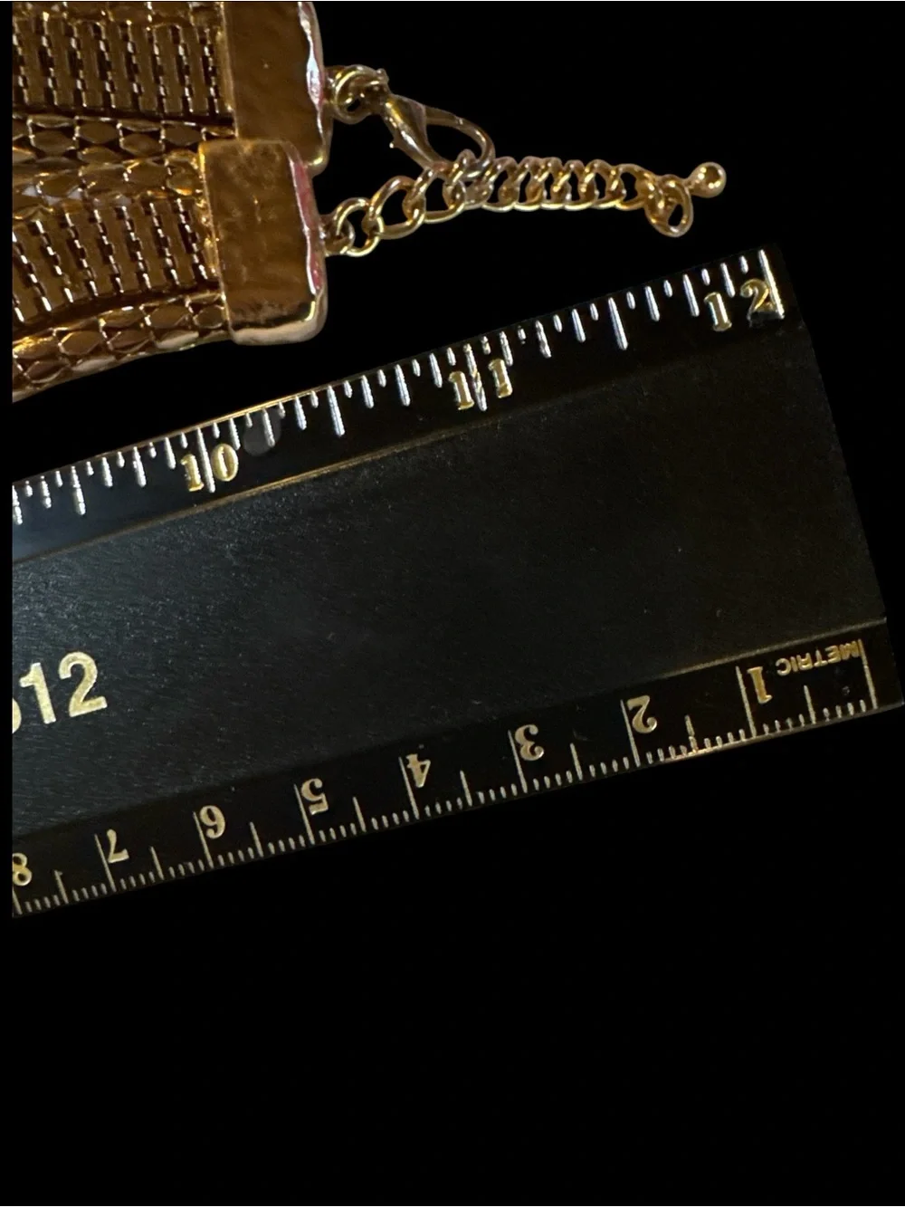 Unique Gold Multiple Liquid Design Layers w/ Crystal Bar Statement Necklace